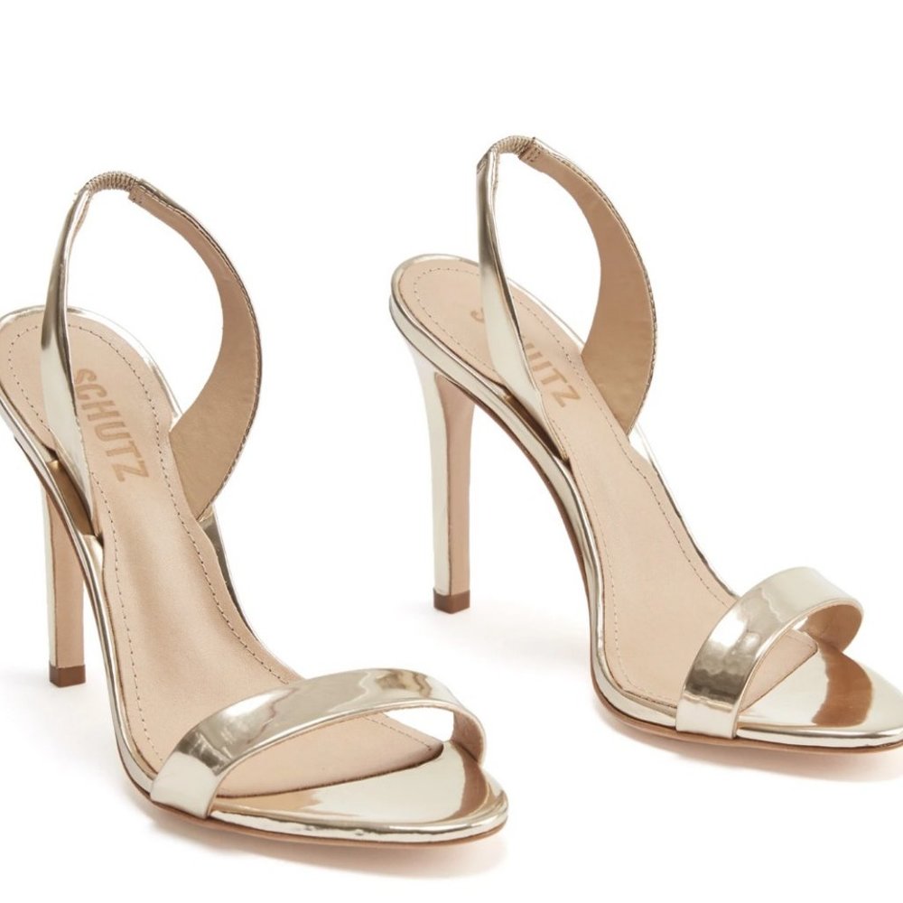 NWT Schutz Luriane Sandal Platina Gold